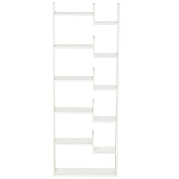 acquista Libreria 6 Livelli 11 Scaffali 61x23x162,6 cm in MDF e Truciolato Bianco