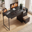 Scrivania da Ufficio Salvaspazio 120x52,3x76 cm con Cassetti in Legno e Acciaio Nero      
