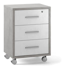 Cassettiera 3 Cassetti su Ruote 51x71x41 cm Cemento/Ossido Bianco