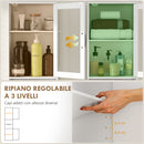 Mobile a Colonna Bagno 40x30x165 cm con 2 Armadietti Cassetto e Ripiano Aperto in Legno Bianco      