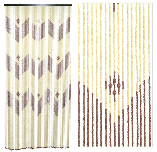 acquista Tenda a Fili per Porta Antimosche 140x240 cm in Legno Zig Zag Scuro