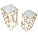 Set 2 Tavolini Arty Quadrato 34x34x70-29x29x60 cm in Ferro