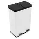 Pattumiera a 2 Scomparti a Pedale 47x36x71 cm 60L in Acciaio Bianco