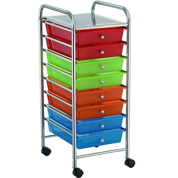 acquista Carrello Cassettiera Multiuso Acciaio Casa Ufficio Estetista 8 Cassetti Colorati