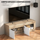 Mobile TV Moderno 60" max con Armadietto 2 Ante e Ripiano Aperto 140x40x48 cm Rivestimento di Melamina Bianco e color Legno      
