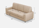 Divano 3 Posti 208x85x85 cm Sakar in Tessuto Beige