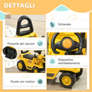 Escavatore Cavalcabile per Bambini 80x26,5x39 cm con Benna e Vano Contenitore in PP e ABS Giallo e Nero  