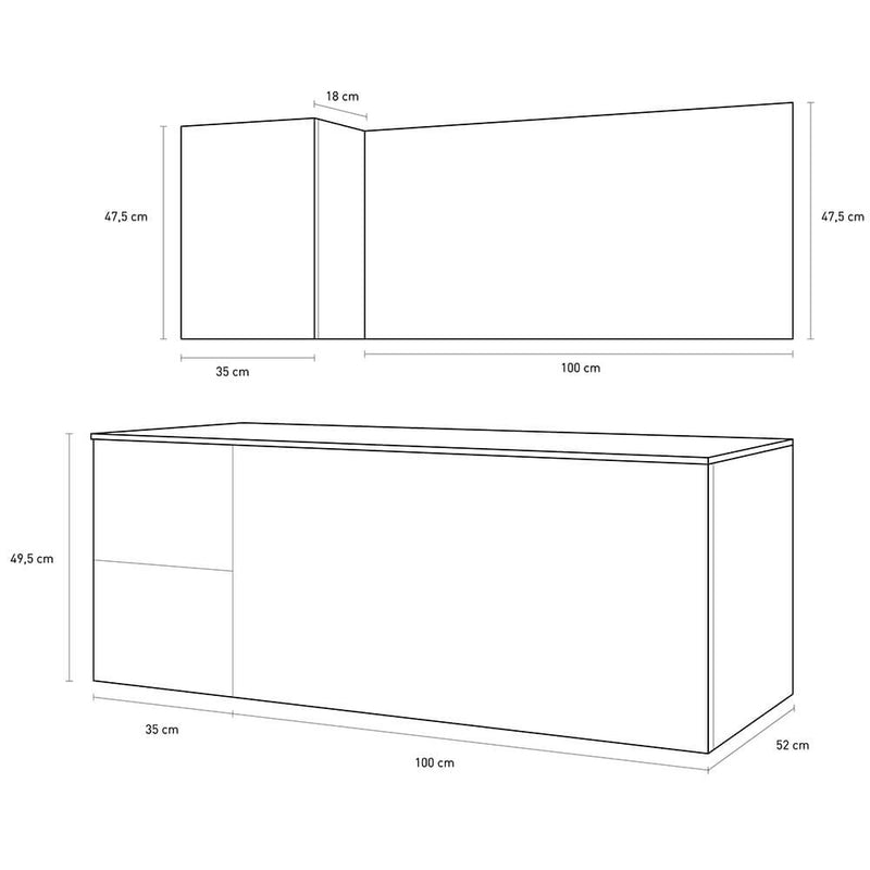 Mobile da Bagno sospeso Samoa 01 Laccato Rosso TFT