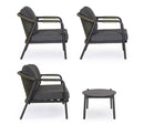 Set 4 Pezzi Salotto da Giardino con Divano 2 Poltrone e Tavolino in Alluminio Corda Poliestere e Pietra Sinterizzata Miravet Antracite e Verde
