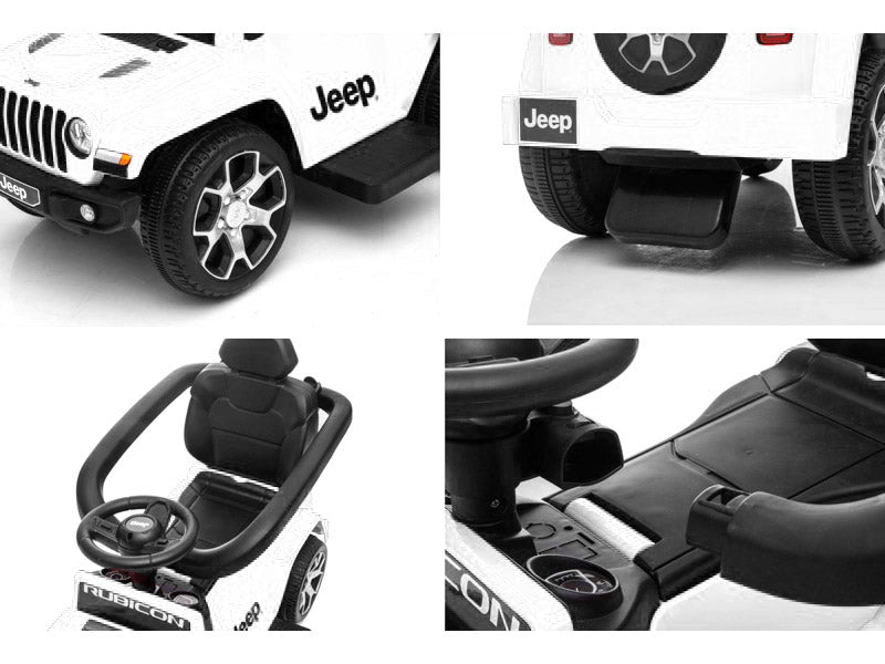 Macchina a Spinta per Bambini con Parasole con Licenza Jeep Rubicon Bianca