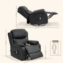 Poltrona Relax Reclinabile con 8 Punti Massaggianti 97x92x104 cm in Finta Pelle e Acciaio Nero