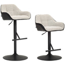 Set 2 Sgabelli Girevoli Imbottiti ad Altezza Regolabile con Schienale 52,5x53x86,5-108 cm Nero e Grigio Chiaro   
