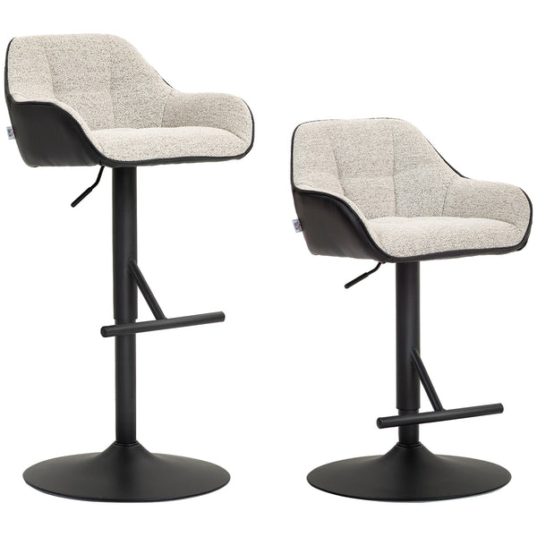 prezzo Set 2 Sgabelli Girevoli Imbottiti ad Altezza Regolabile con Schienale 52,5x53x86,5-108 cm Nero e Grigio Chiaro