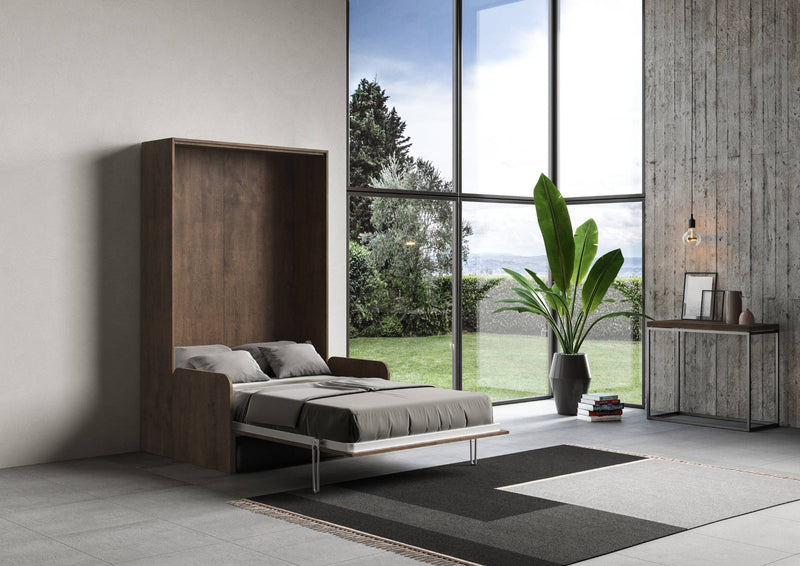 Letto 1 Piazza e Mezzo a Scomparsa Salvaspazio con Sofà Kentaro H210 cm Marrone