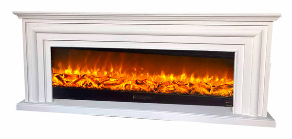 Camino Elettrico da Pavimento Effetto Fiamma 200x33x83 cm 1500W Sined Merapi Bianco prezzo