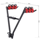 Portabici per Auto Posteriore Pieghevole 3 Biciclette 40 kg in Acciaio e Alluminio Nero e Rosso 66x54x47 cm 
