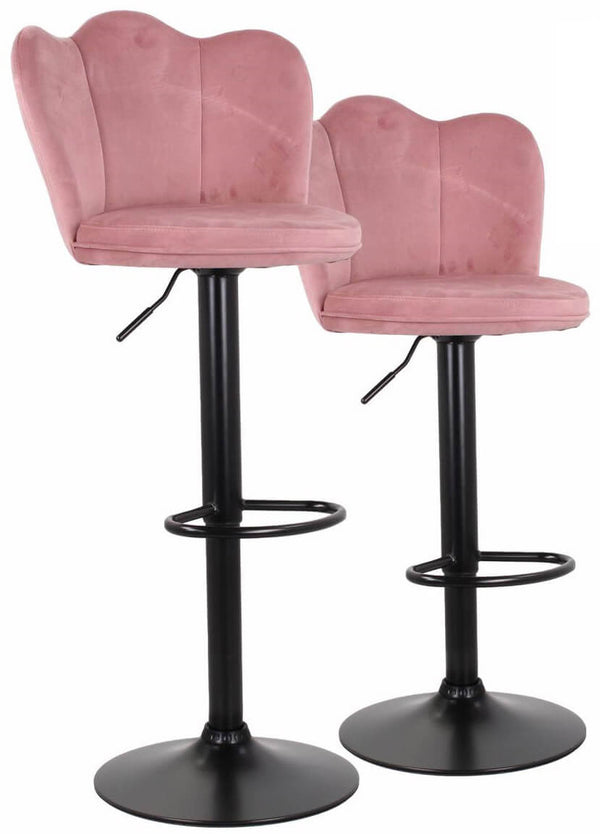 Set 2 Sgabelli 38x38x60/80 cm in Velluto Base Nera Cipria prezzo
