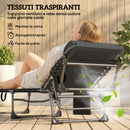 Set 2 Lettini Prendisole da Giardino 57x200x38 cm Pieghevoli e Reclinabili su 5 Livelli con Cuscini in Texteline Nero      