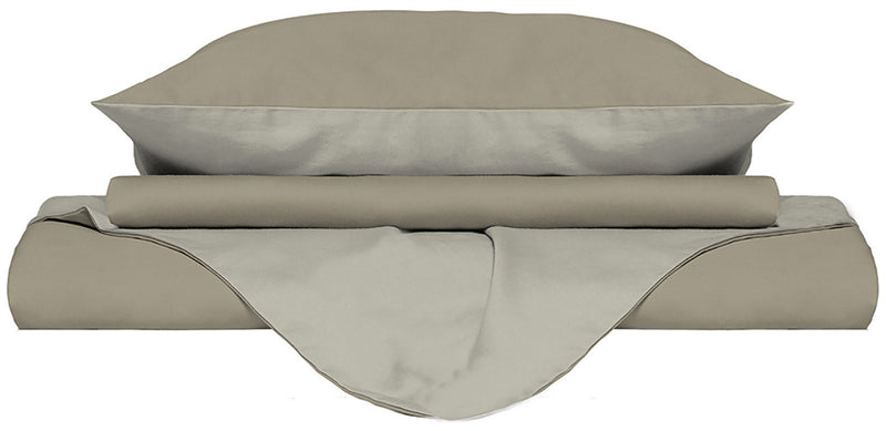 Copripiumino con Sacco e Federe Doubleface Tortora\/Panna