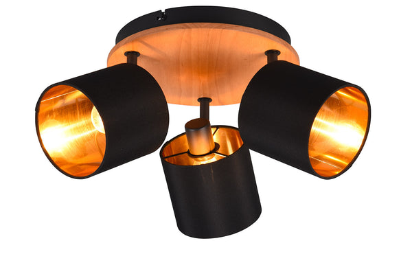 online Plafoniera da Interno Attacco E14 in Metallo e Legno Nero e Oro