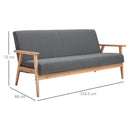 Divano 3 Posti 154,5x68x73 cm in Tessuto e Legno Grigio