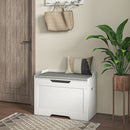 Panca Contenitore in Legno con Cuscino in Tessuto 103L 75x40x56cm Bianco 