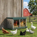Nido per Galline Ovaiole 54,5x42,5x35,5 cm a 2 Aree con Base Rialzata Tetto e Fori di Ventilazione in Acciaio Argento      