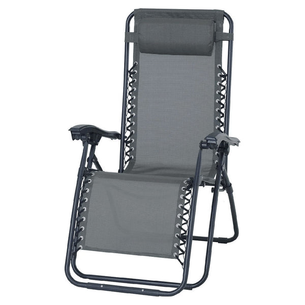 sconto Sedia Sdraio Zero Gravity Reclinabile Pieghevole Grigia