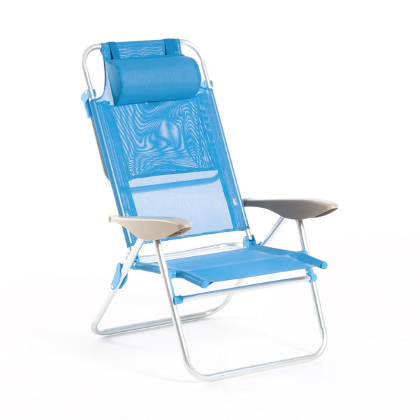 prezzo Sedia Sdraio con Braccioli Pieghevole 66x59x77 cm in Alluminio Malibù S Azzurro