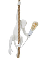 Lampadario Monkey Bianco 27x32x60 cm in Resina Bianco e Marrone      