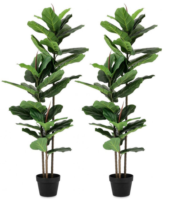 online Set 2 Piante Artificiali con Vaso 100x60x145 cm Ficus Lyrata in Plastica