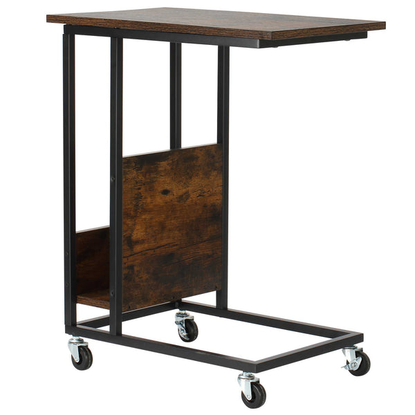 sconto Tavolino da Salotto 55x35x69 cm con Ruote in Metallo e Legno Marrone
