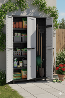 Armadio Portascope Modulare da Esterno 102x39x170 cm 3 Ante 3 Ripiani in Polipropilene Twist Grigio e Nero