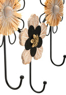 Appendiabiti Ferro, Legno Raffia 61x5,5x30,5 cm in Ferro e MDF e Rafia Nero e Marrone      