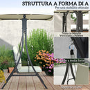 Dondolo da Giardino 2 Posti 150x120x182 cm con Tettuccio Regolabile Crema   