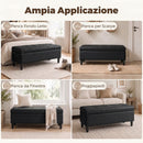 Cassapanca Pouf Contenitore Poggiapiedi 136 L 110x41x42 cm in Finta Pelle Adatta agli Animali Domestici Nero      