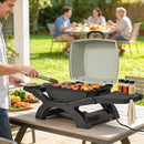 Barbecue Elettrico 2300W Portatile da Tavolo con Ripiani Laterali in Acciaio e Ghisa Nero      