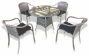 Set Tavolo + 4 Sedie da Giardino in Polyrattan Soriani Milo Grigio