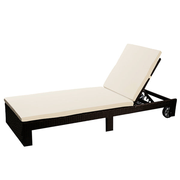 Lettino Prendisole da Giardino in Polyrattan 191x71x75cm Adila Noce online