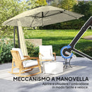 Ombrellone a Sbalzo 260x304x245 cm Base a Croce in Metallo e Poliestere Crema  