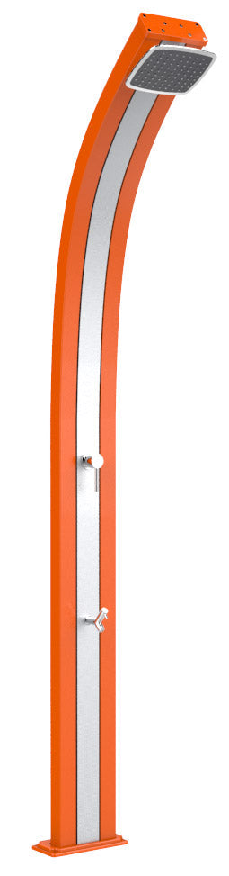 Doccia Solare da Esterno Giardino 30L Miscelatore e Lavapiedi Arkema Spring Fascia Inox Arancio sconto