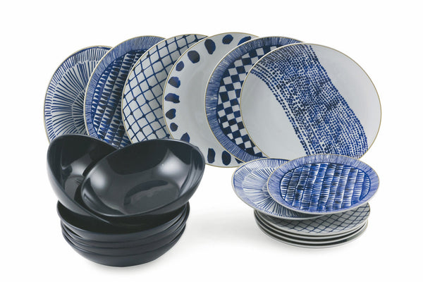Servizio Piatti 18 Pezzi in Porcellana e Gres Multicolor Villa d'Este Home Tivoli Masai Blue prezzo