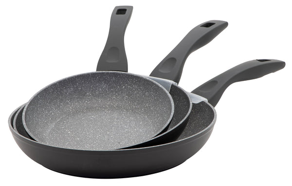 acquista Set 3 Padelle 20-24-28 cm in Alluminio Forgiato Antiaderente Induzione Collection Rocky Grigie