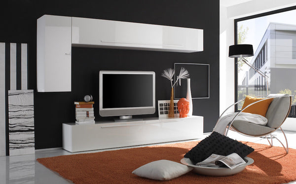 sconto Parete Attrezzata Mobili Salotto 3 Mobili 244x36x170cm TFT  Primo Bianco Lucido
