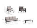 Set 4 Pezzi Salotto da Giardino con Divano 2 Poltrone e Tavolino in Alluminio e Polywood Elna Antracite 