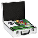 Set da Poker Completo con 500 Fiches Mescolatore di Carte Distributore di Carte Tappetino 5 Dadi Argento      