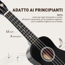Ukulele per Principianti da 21 Pollici Plettro e Corda di Ricambio in Legno con Corde in Nylon Nero      
