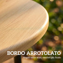 Tavolino da Giardino Rotondo Ø48x51 cm in Metallo Effetto Legno Naturale      