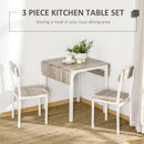 Set Tavolo e 2 Sdie da Giardino in Metallo e Legno Naturale