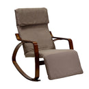 Sedia a Dondolo in Tessuto e Legno con Cuscino e Poggiapiedi 67x130xH95cm Crema
